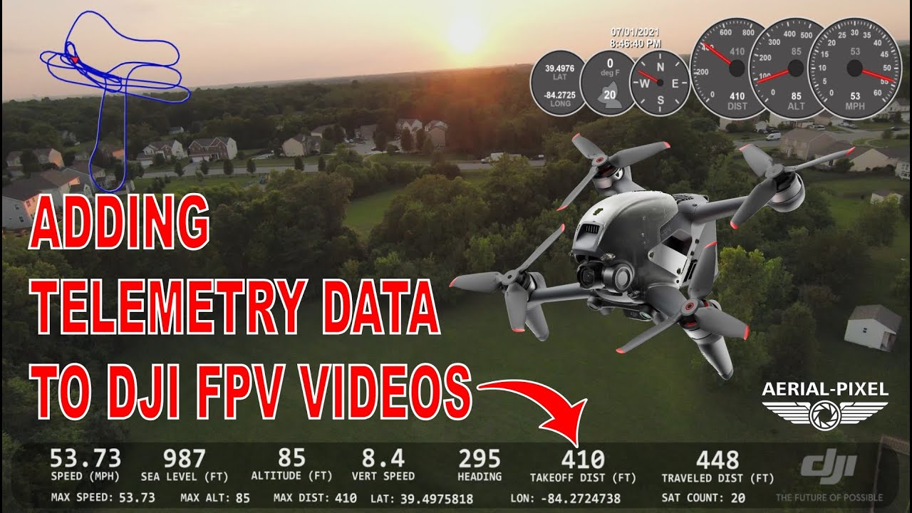 Дрон DJI FPV — добавление телеметрических данных на видео полета — 3 способа наложения!
