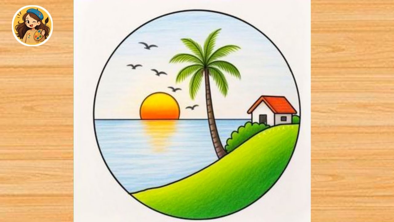 House Scenery Drawing Easy || How to Draw Beautiful House Scenery Easy Step by Step