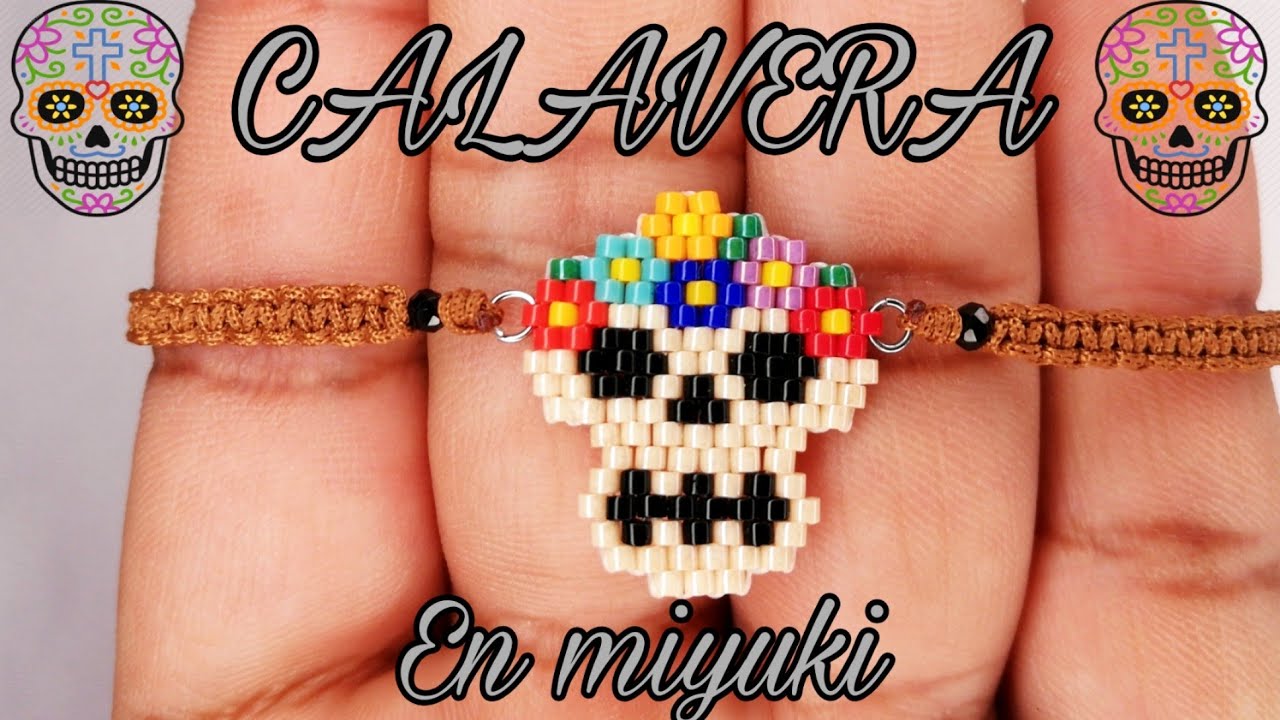 PULSERA DE CALAVERA EN CHAQUIRA MIYUKI 🏵️💀🌺