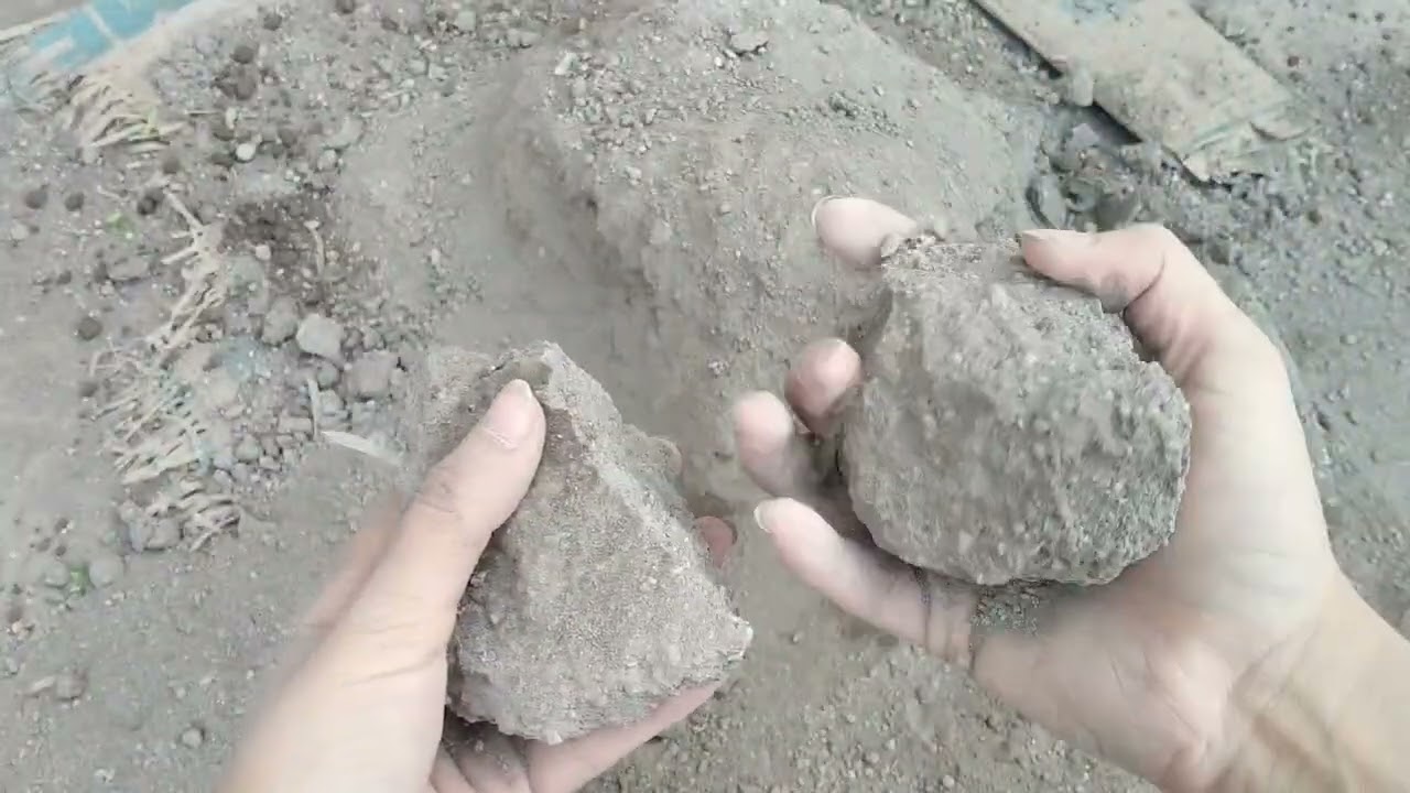Mountain crumbling | Scrapping of gritty sand cement texture