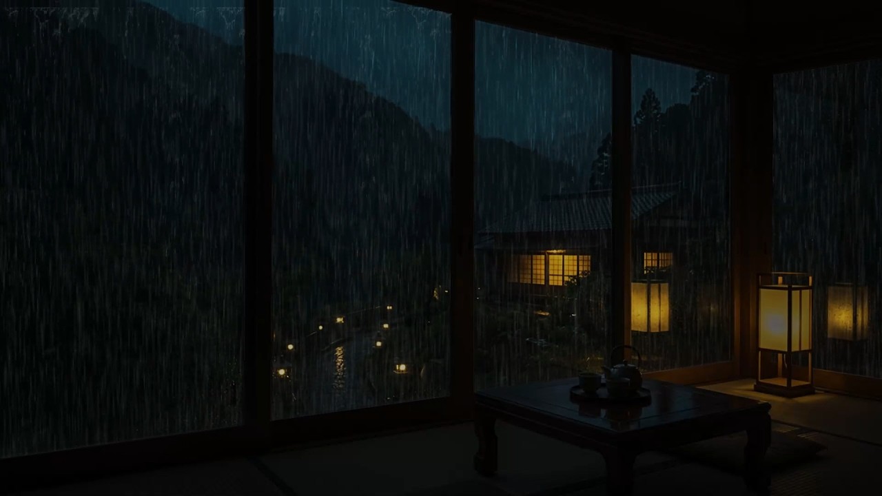 Tranquil Spring Garden Rain Sounds 🌧 (No Ads) | Dark Bedroom Ambience for Deep Sleep