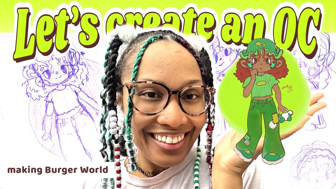 Making the first OC for my imaginary BURGER WORLD! 🥬 | Art Vlog (hair, tripod unboxing, and panic)