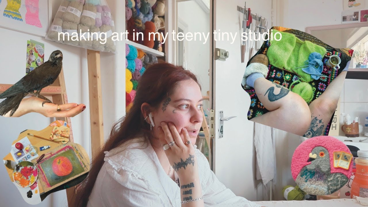 kinda chunky studio vlog 𓅪 knitting, tufting, oil painting class etc etc 𓅪