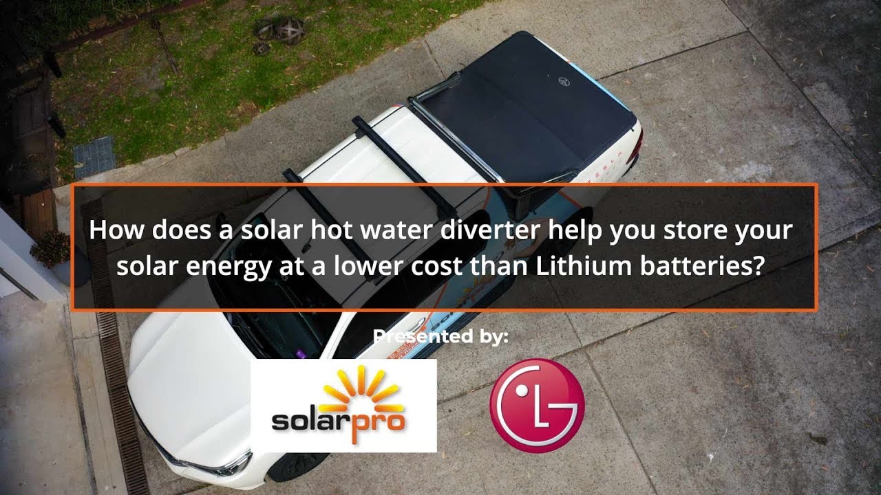 How does a solar hot water diverter help you store your solar energy at a lower cost than Lithium?