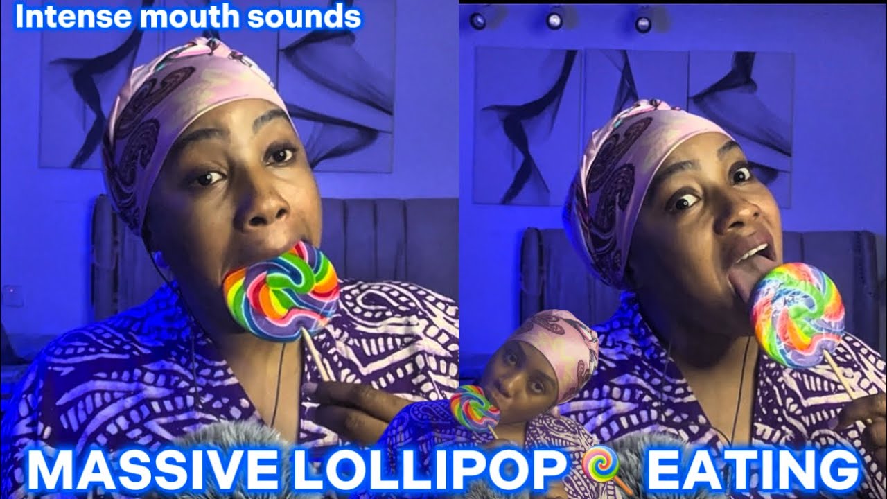 ASMR HUGE  LOLLIPOP EATING & CHEWING🍭 MIXED FLAVOR, TINGLY CLOSE UP MOUTH SOUNDS ,INAUDIBLE WHISPERS