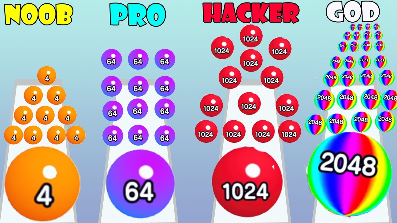 NOOB vs PRO vs HACKER vs GOD - Ball Run 2048