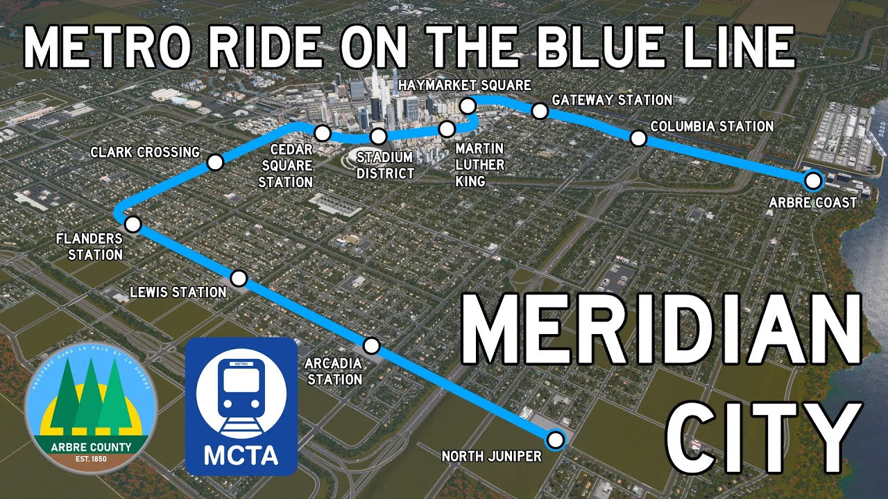 Metro Ride on the Blue Line - Cities: Skylines - Meridian City