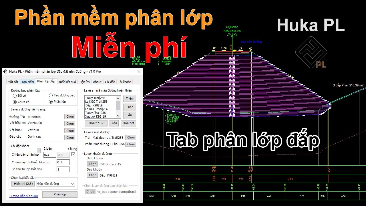 Tab phân lớp đắp - Hướng dẫn sử dụng Phần mềm phân lớp đắp miễn phí - Huka PL