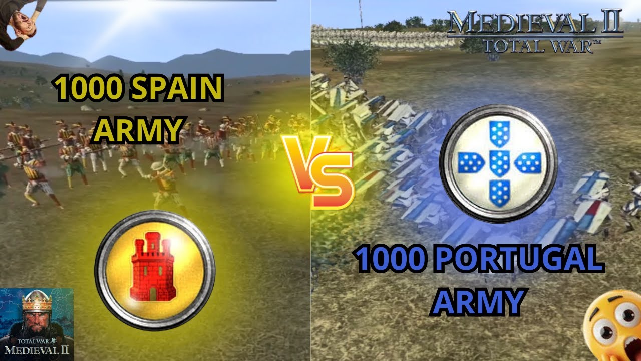 EPIC BATTLES Total War: Medieval II 1000 Spain Army vs 1000 Portugal Army