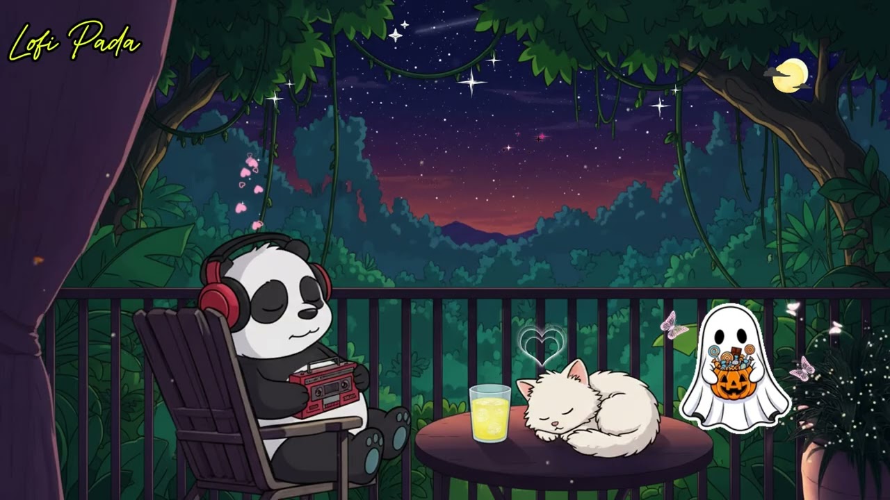 In a cozy bamboo grove with LoFi Panda 🐼🎋 - pleasant beats and nostalgic melodies can be heard 🌿🎧