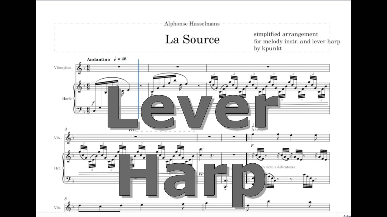Hasselmans La Source arr. for lever harp