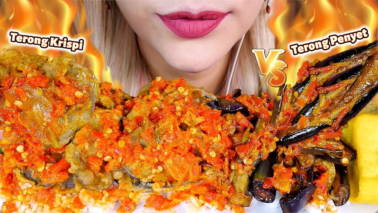 ASMR 🔥⚡️TERONG KRISPI VS TERONG PENYET SAMBAL MERCON🌶 CRISPY & SPICY CRUSHED EGGPLANT🍆