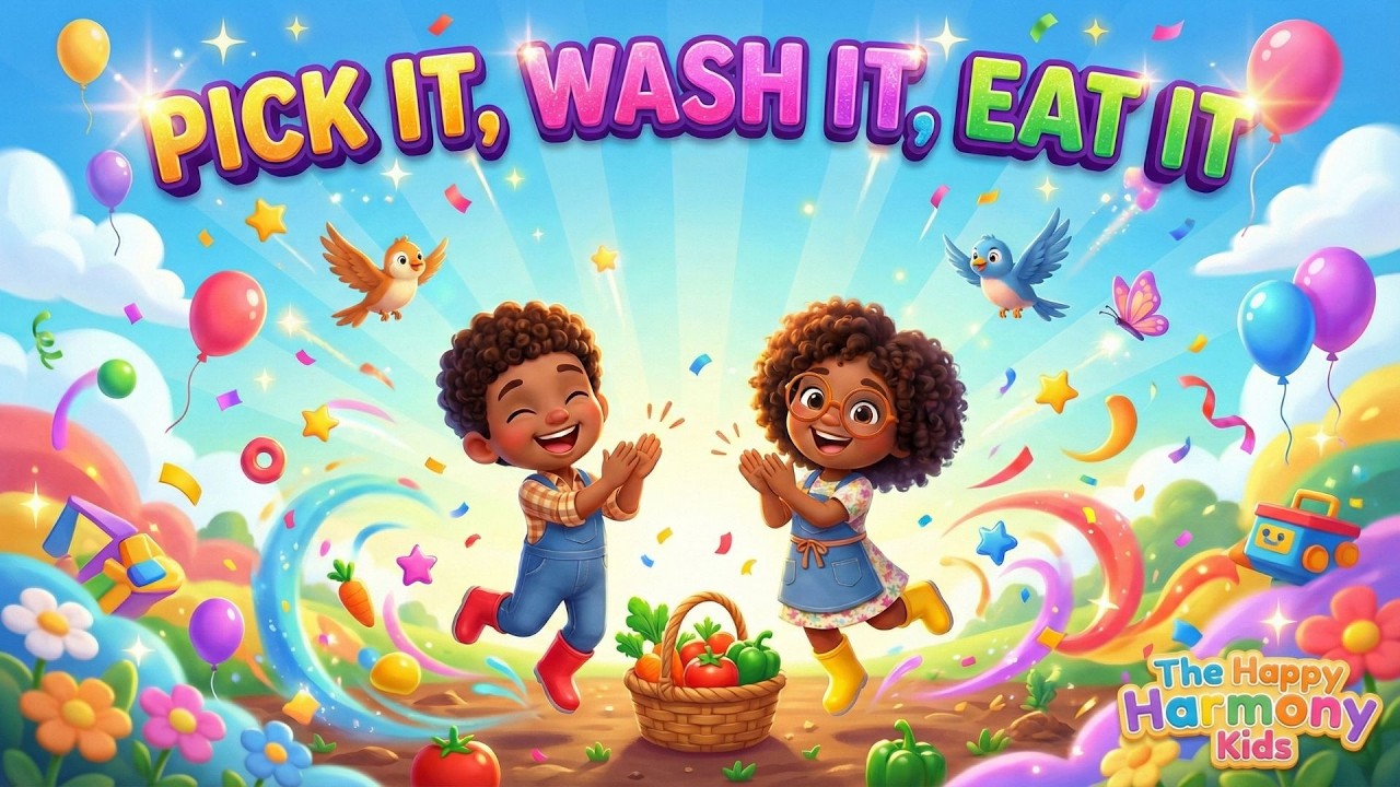 Pick It, Wash It, Eat It 🥕 Healthy Veggie Song for Toddlers | Learning & Movement 
