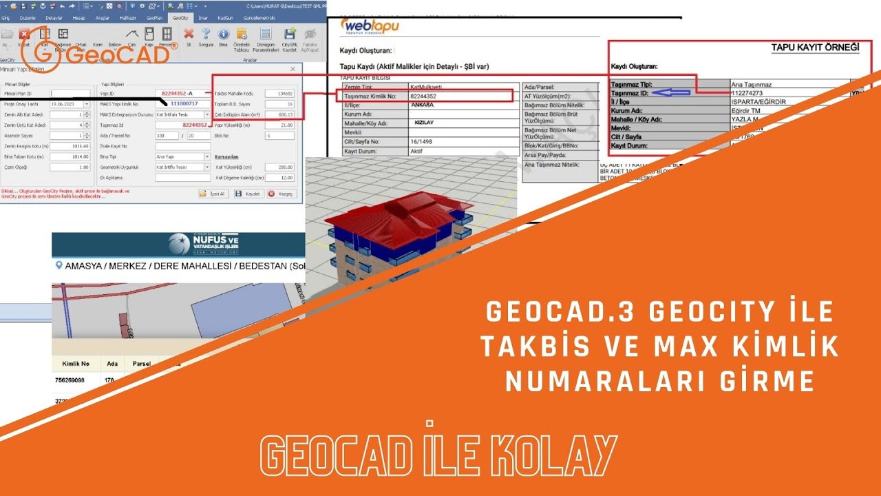 GeoCAD.3 GeoCITY ile Takbis  ve Max Kimlik Numaraları Girme