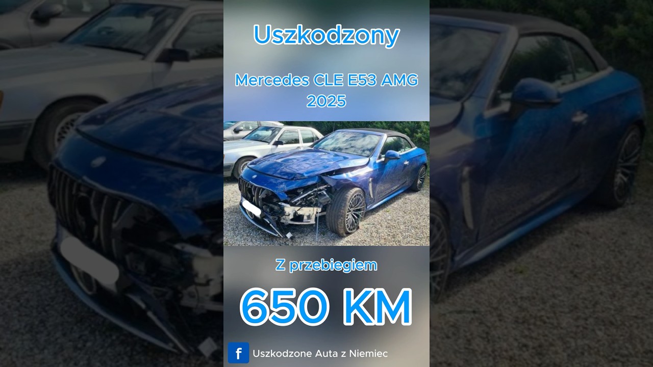 Uszkodzony Mercedes CLE 53 AMG z przebiegiem 650km