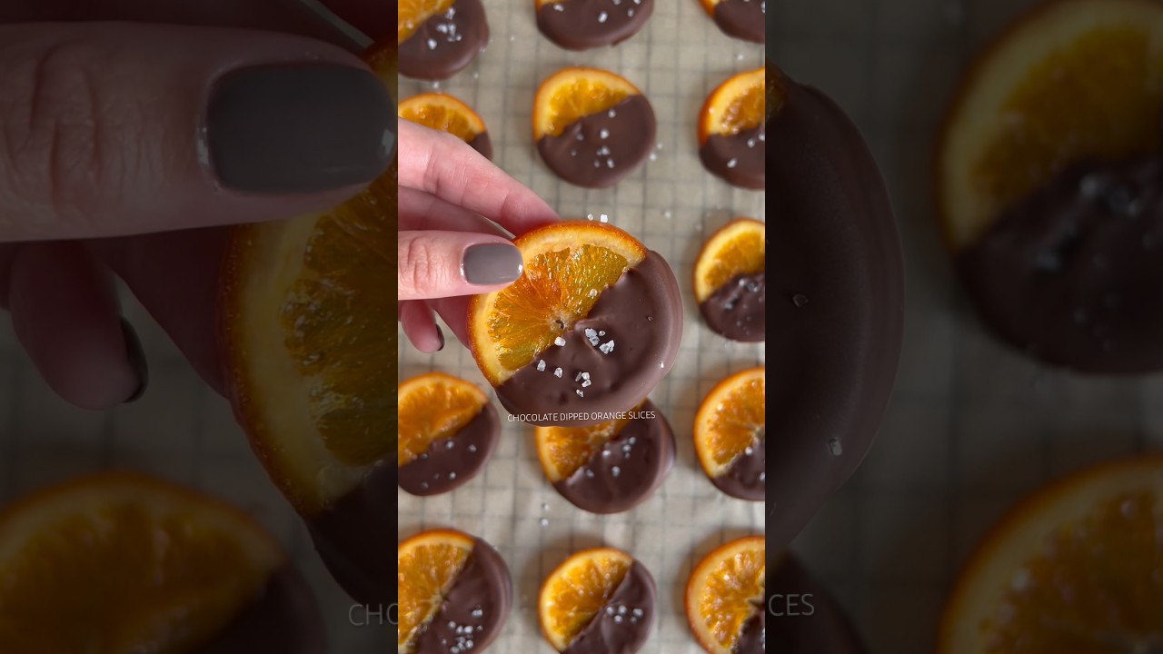 CHOCOLATE DIPPED CANDIED ORANGE SLICES 🍊🤝🏼🍫 #orange #candiedfruit #chocolate #recipe #yummy #wow
