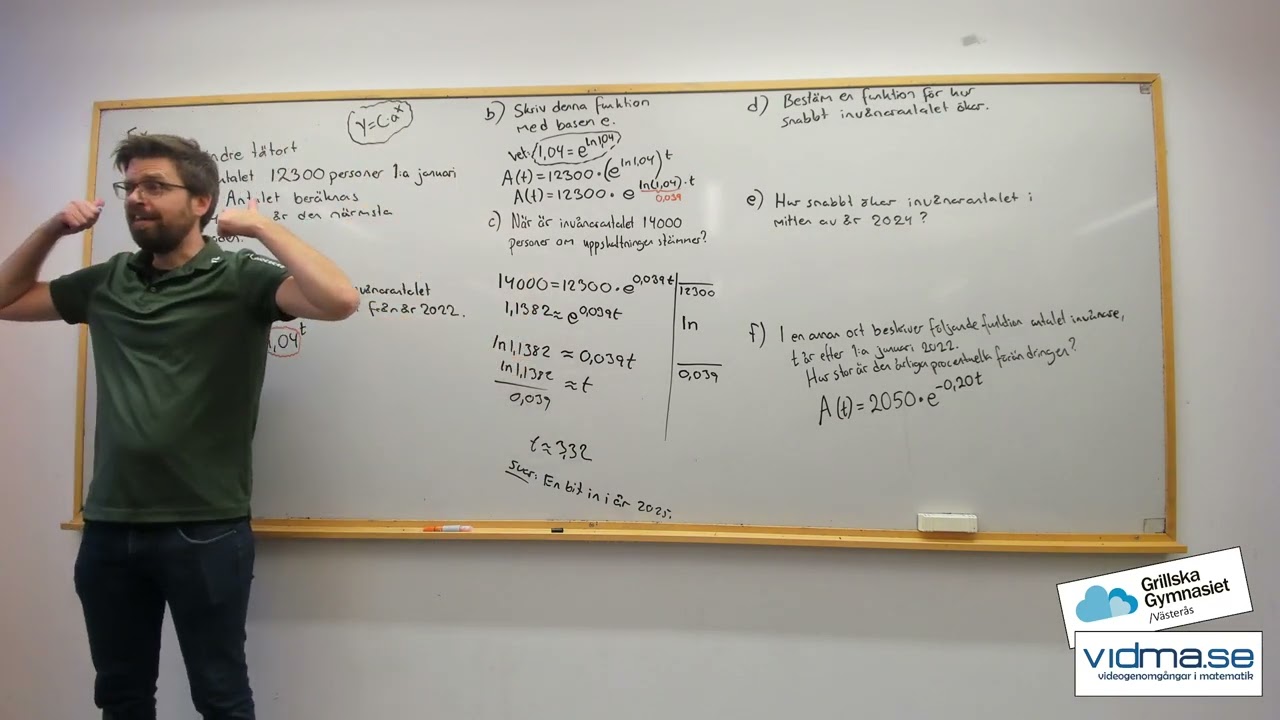 Matematik 3. Tillämpningar med exponentialfunktioner och derivata.