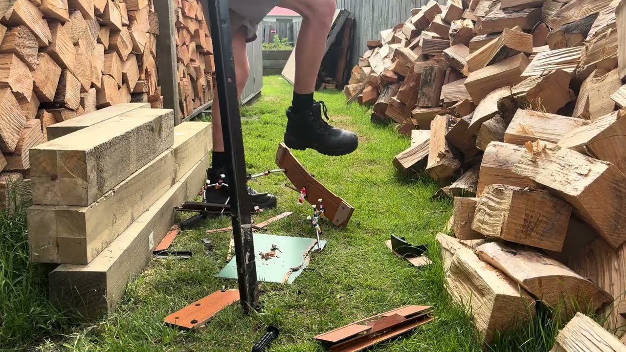 Crushing and Smashing a Cheap Wooden foozball game 