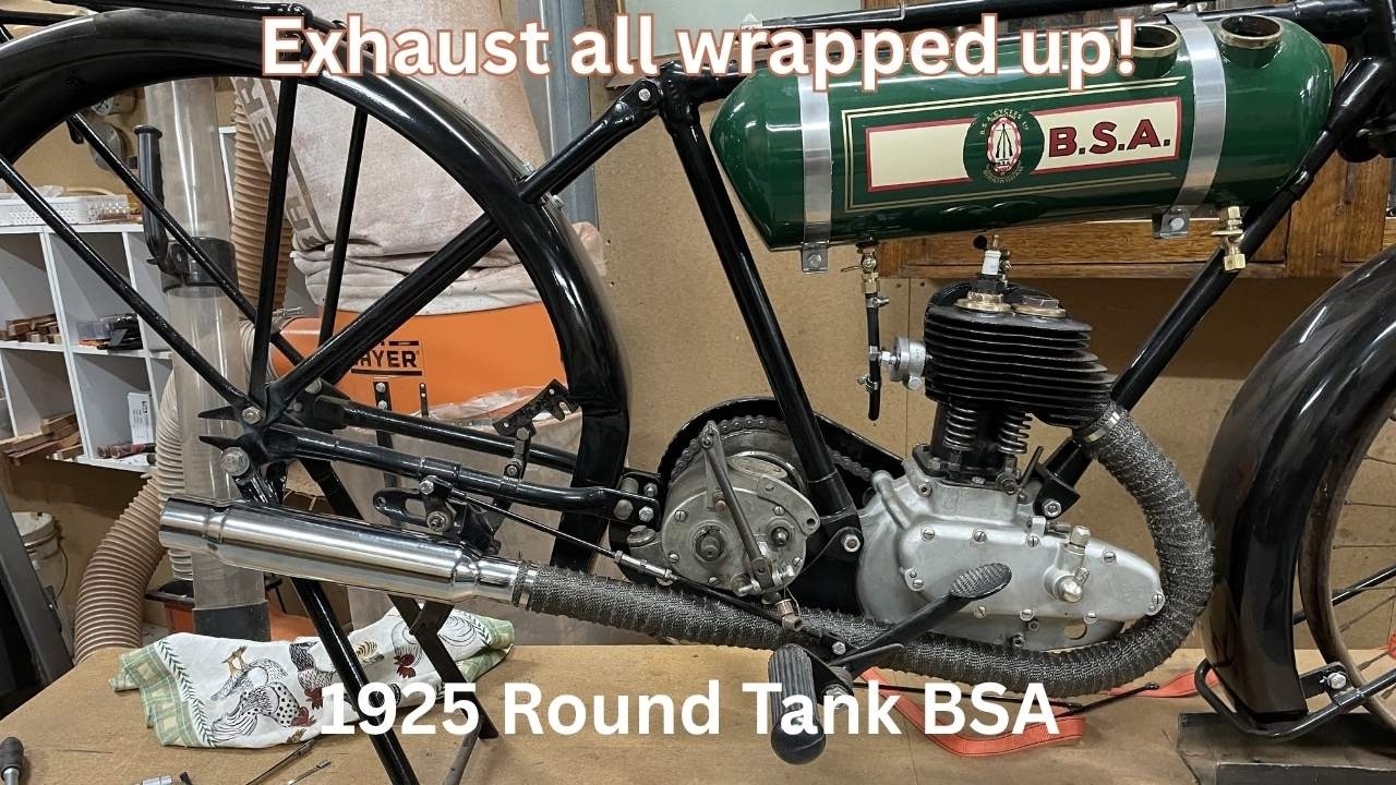 1925 BSA Round Tank Exhaust - Wrapped up!