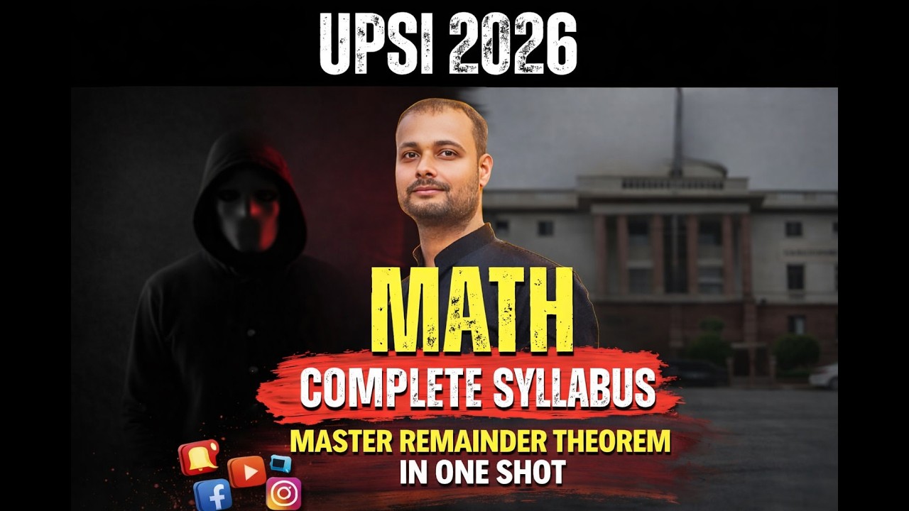 UP SI REMAINDER THEOREM Maths Complete Course | PYQ Based Maths by Raj Sir | All Topics Covered