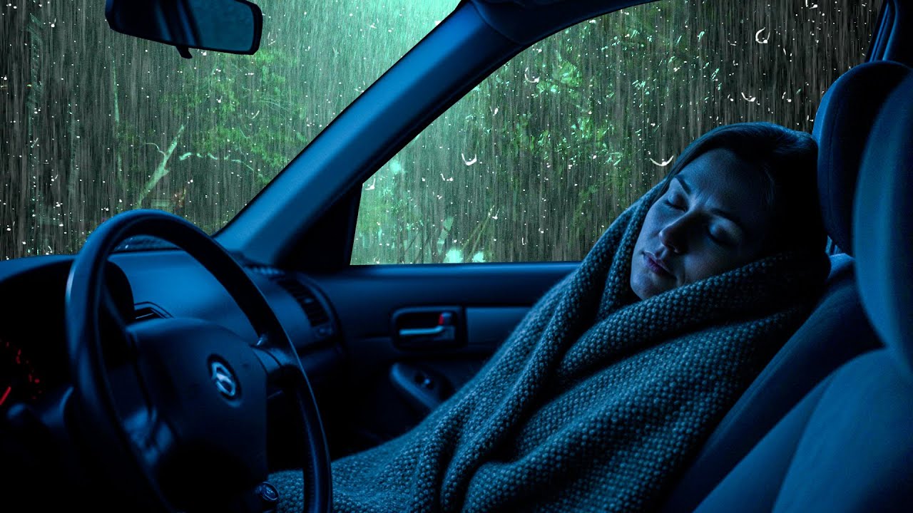 Acalmar Ansiedade e Adormeça Naturalmente com Chuva Forte e Trovoadas no Carro Aconchegante