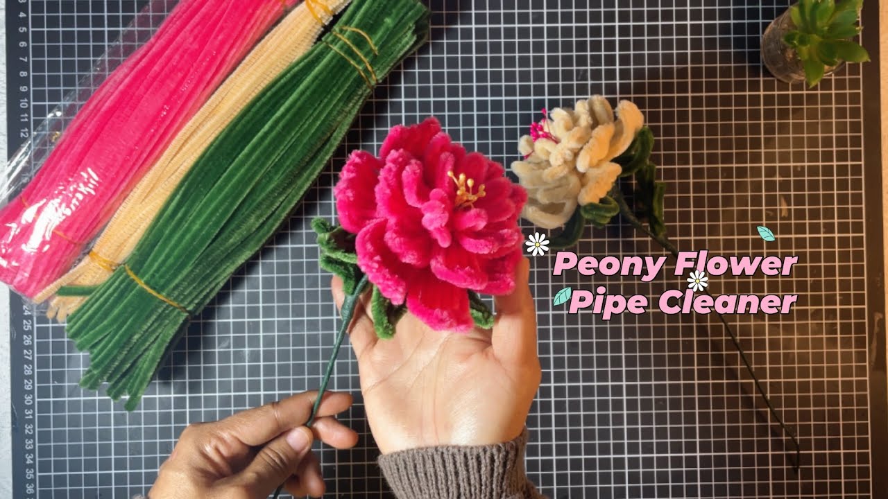 Tutorial bunga peony kawat bulu | how to make peony pipe cleaner