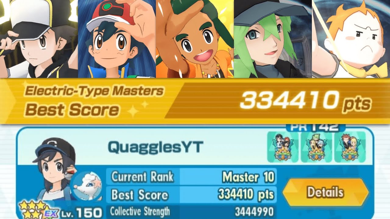 High Score Electric-Type Masters: 334,410 Points - Pokémon Masters EX