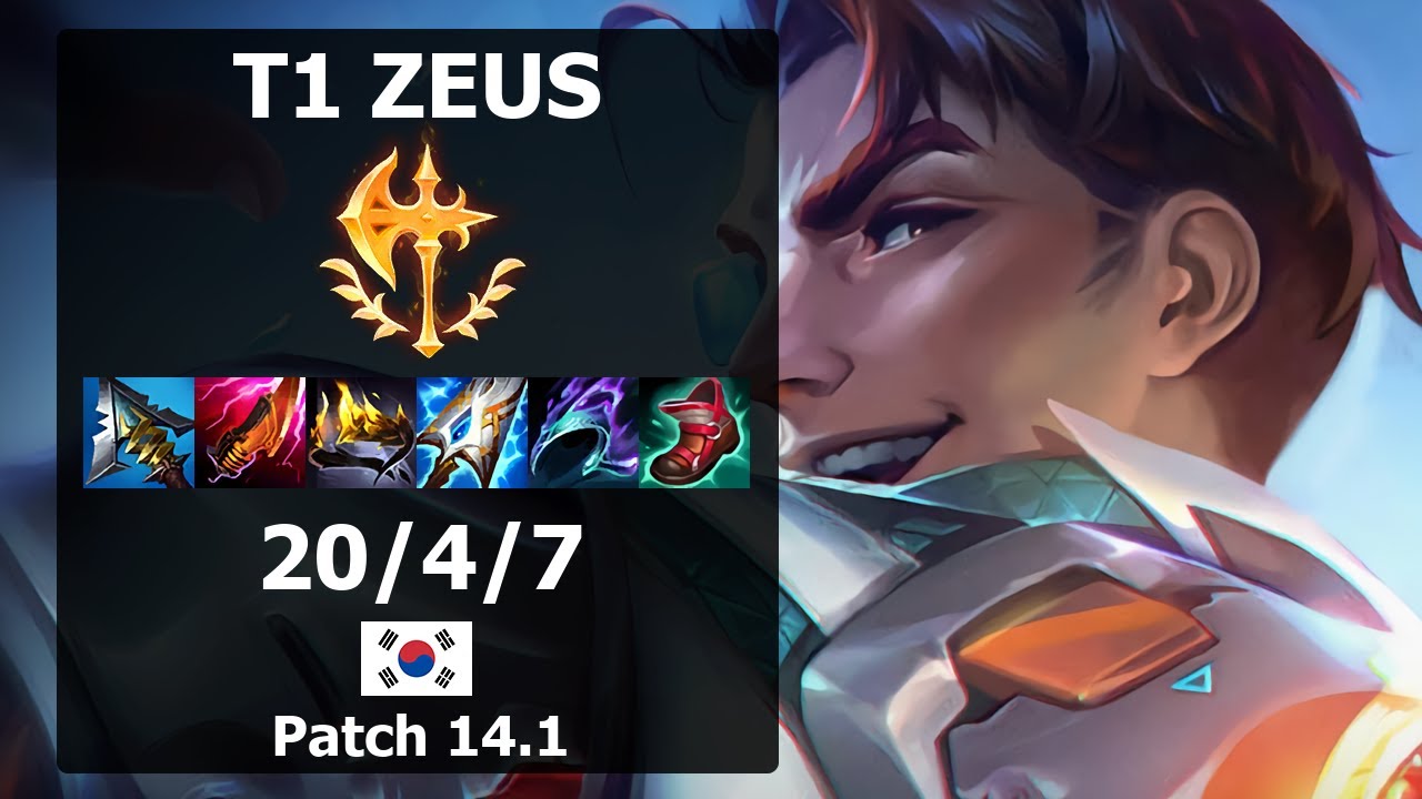 T1 Zeus Jayce TOP vs Fiora| Patch 14.1 KR Challenger