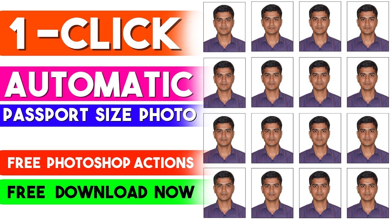 1 Click Automatic Passport Size Photo in Photoshop Actions ⏬