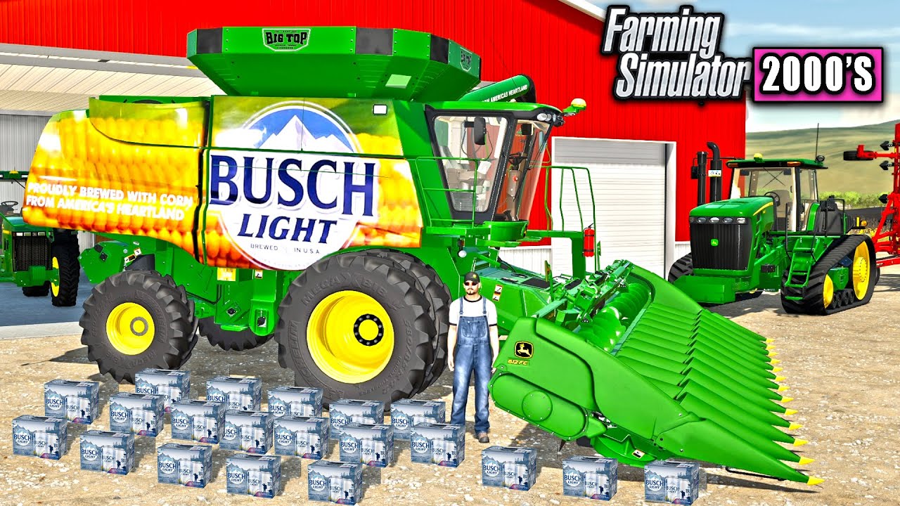 CRAZY FARMER BUYS A BUSCH LIGHT COMBINE! (FREE BEER FOR LIFE!) | FARMING SIMULATOR 2000'S