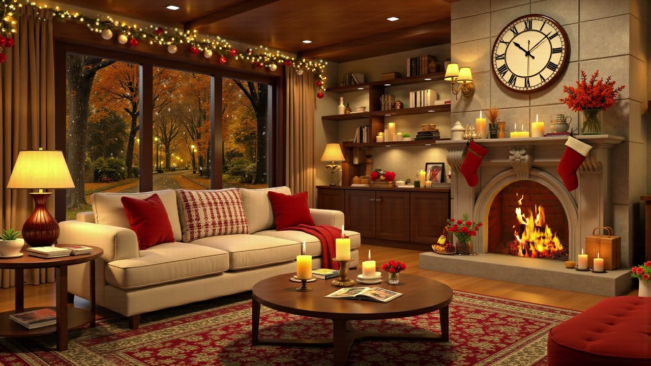 Wonderful Christmas Living Room Space | Traditional Jazz Music For Relaxation And Entertainment
