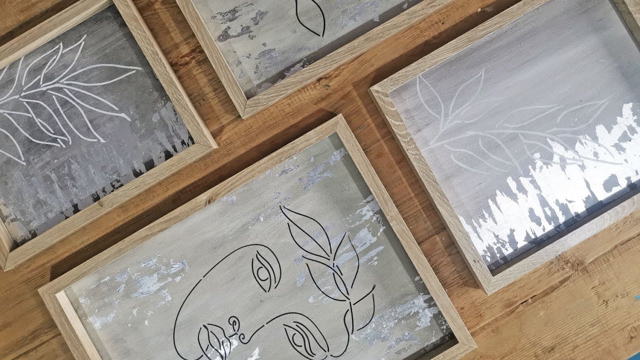 Create your own DIY artwork with Tjhoko Paint using a wash technique, silver leaf and stencils.