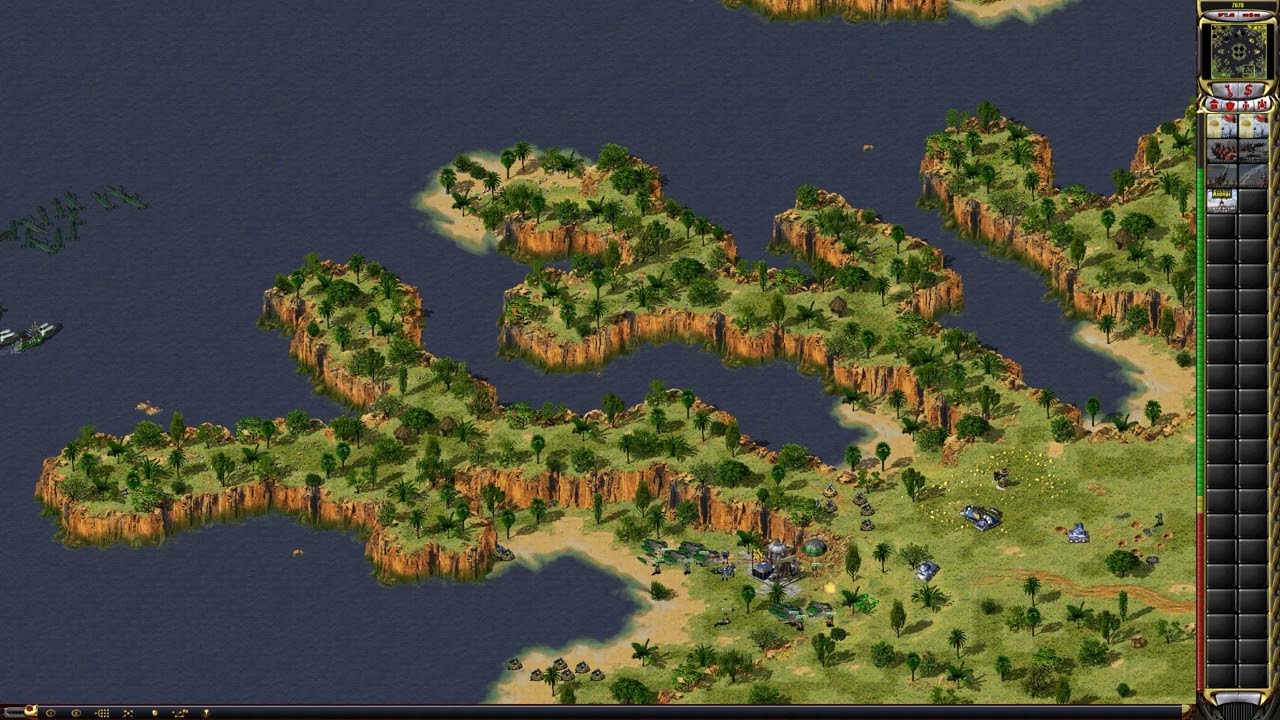 Бой в red alert 2 на карте OCEANIA v. 4.9 (1v1v1v1)