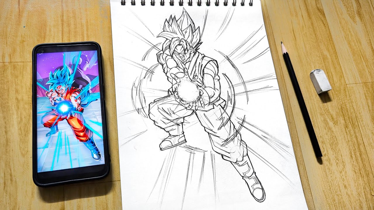 How to Draw Goku Super Saiyan Blue Kaioken | Drawing Kamehameha SSJ Kaioken Full Body - Dragon Ball