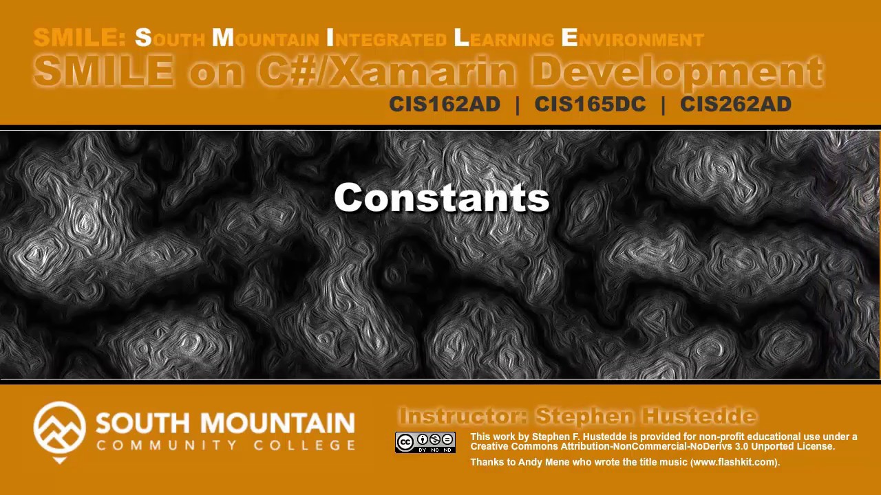 C#/Xamarin Cohort 02B - Constants