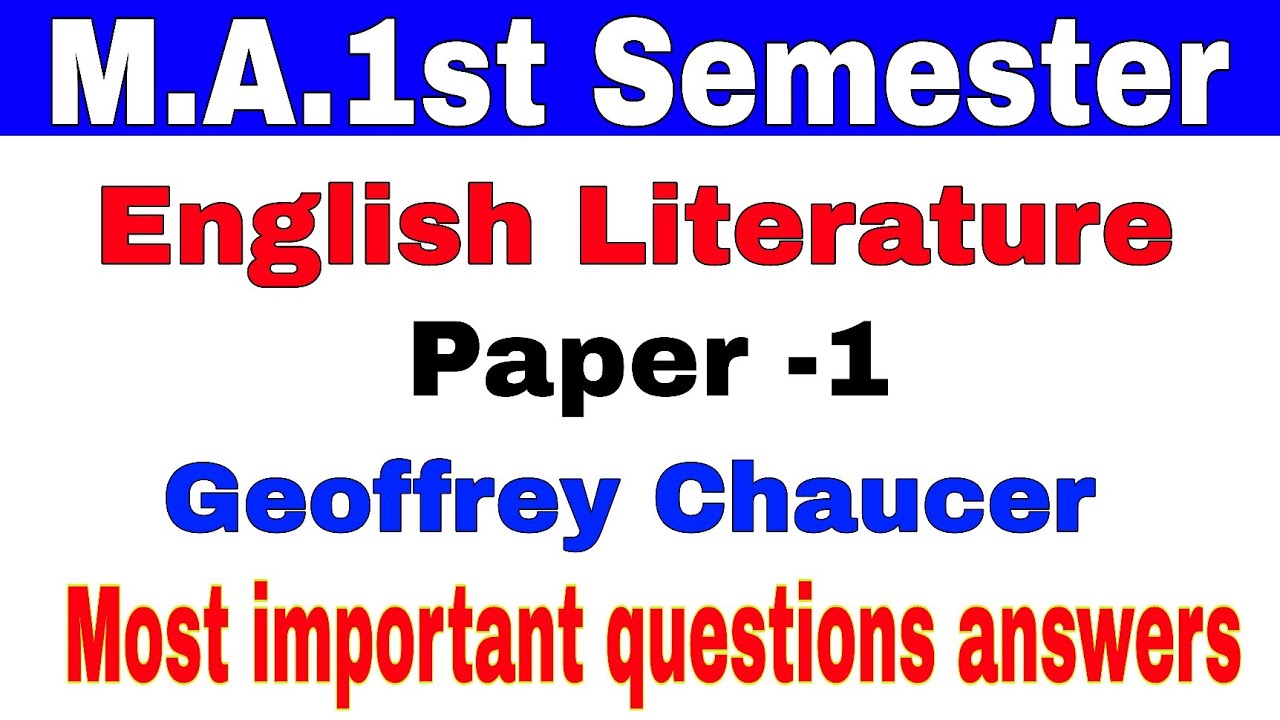 M.A.1st Semester | English Literature | Paper -1 | Geoffrey Chaucer | Prologue | Most imp questions