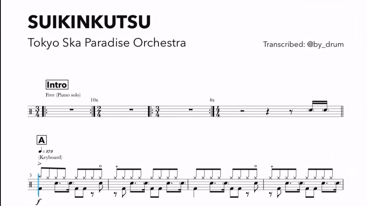 Sukinkutsu - Tokyo Ska Paradise Orchestra (Drum score)