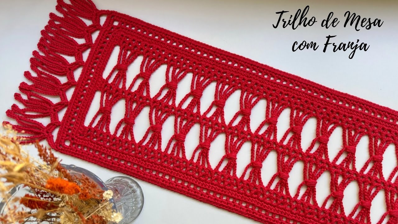 TRILHO DE MESA COM FRANJA/Passo a passo/Trilho em crochê, aula por Mirian Artes em Crochê