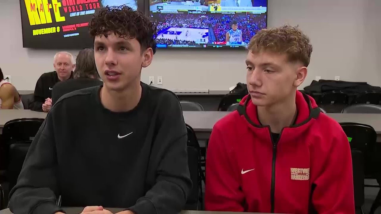 Westview's Kaden Grau and Austin Schlabach at IHSAA State Finals Media Day 3/23/2026 (courtesy: WXIN