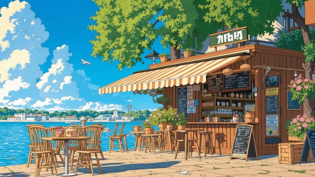 Лоуфай Джаз Кофе-брейк: Спокойствие Приморского Кафе для Идеального Утреннего Отдыха