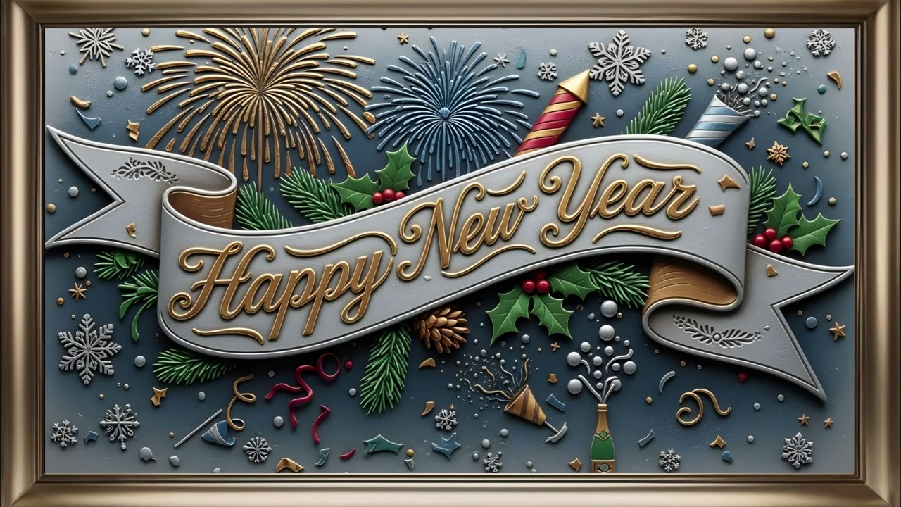Happy New Year Frame TV Art | Holiday Celebration Screensaver Background For Your TV🥂🎉