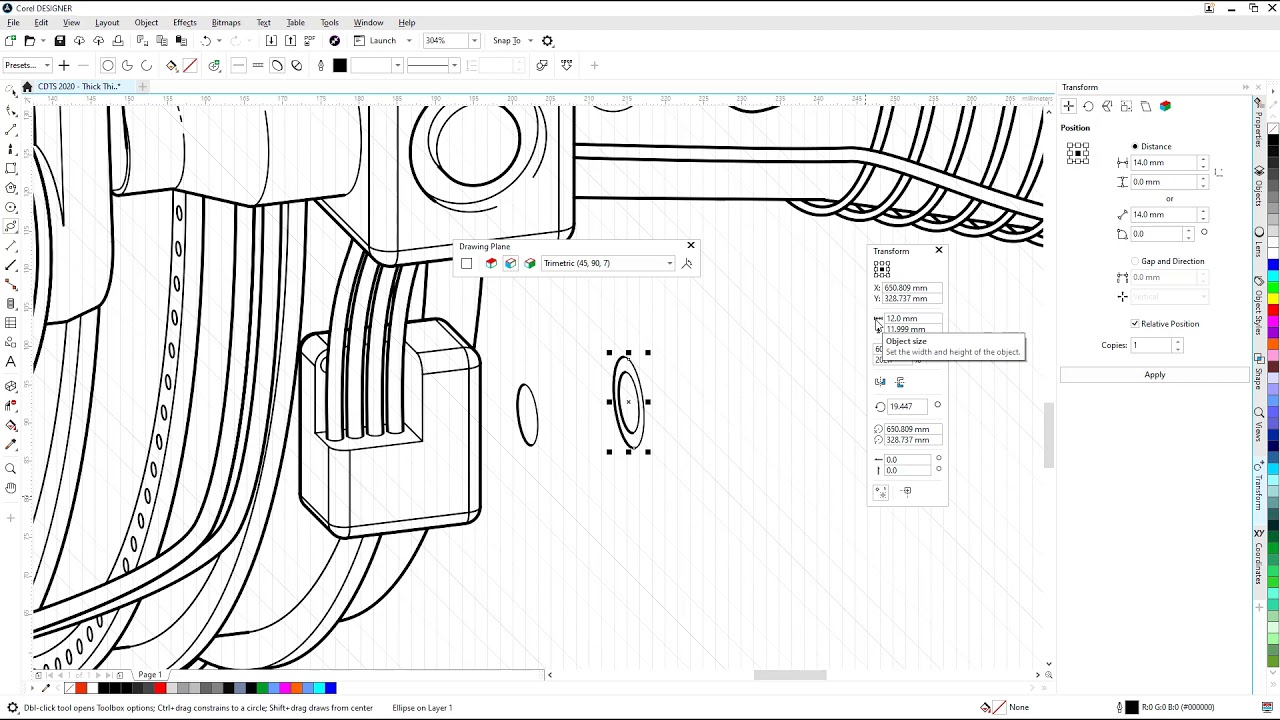 Thick Thin Lines in Corel DESIGNER