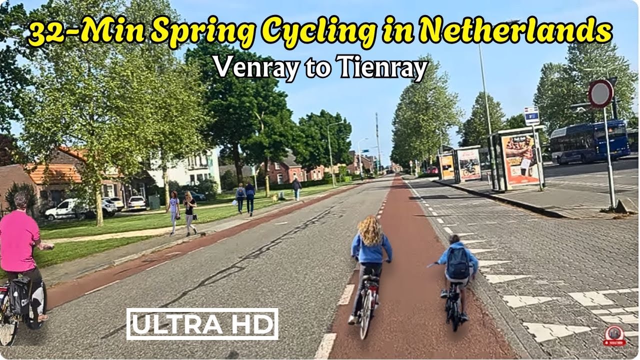Spring Ride in Netherlands | Indoor Cycling from Venray to Tienray - Beautiful Street & Nature 4K