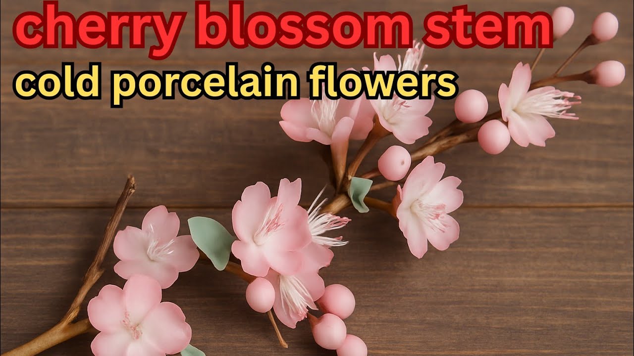 cold porcelain Cherry blossom stem @theclayworld072