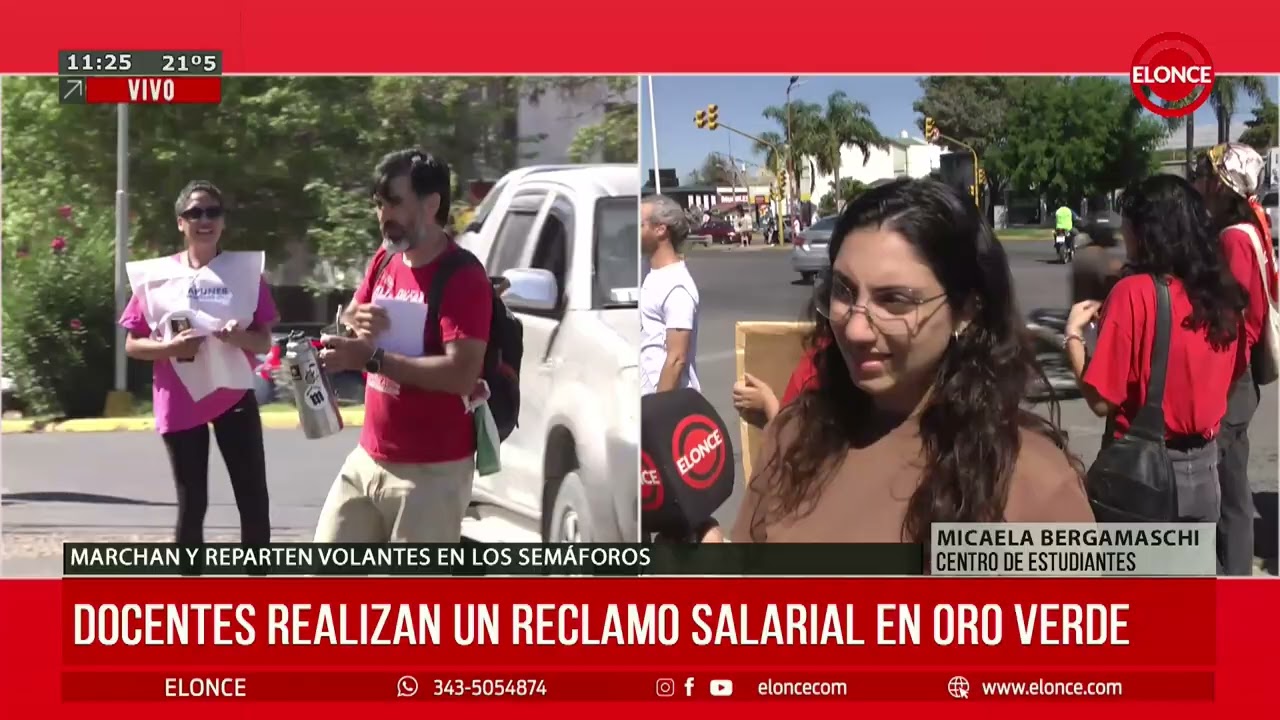 Docentes realizan un reclamo salarial en Oro Verde - 19/03/26