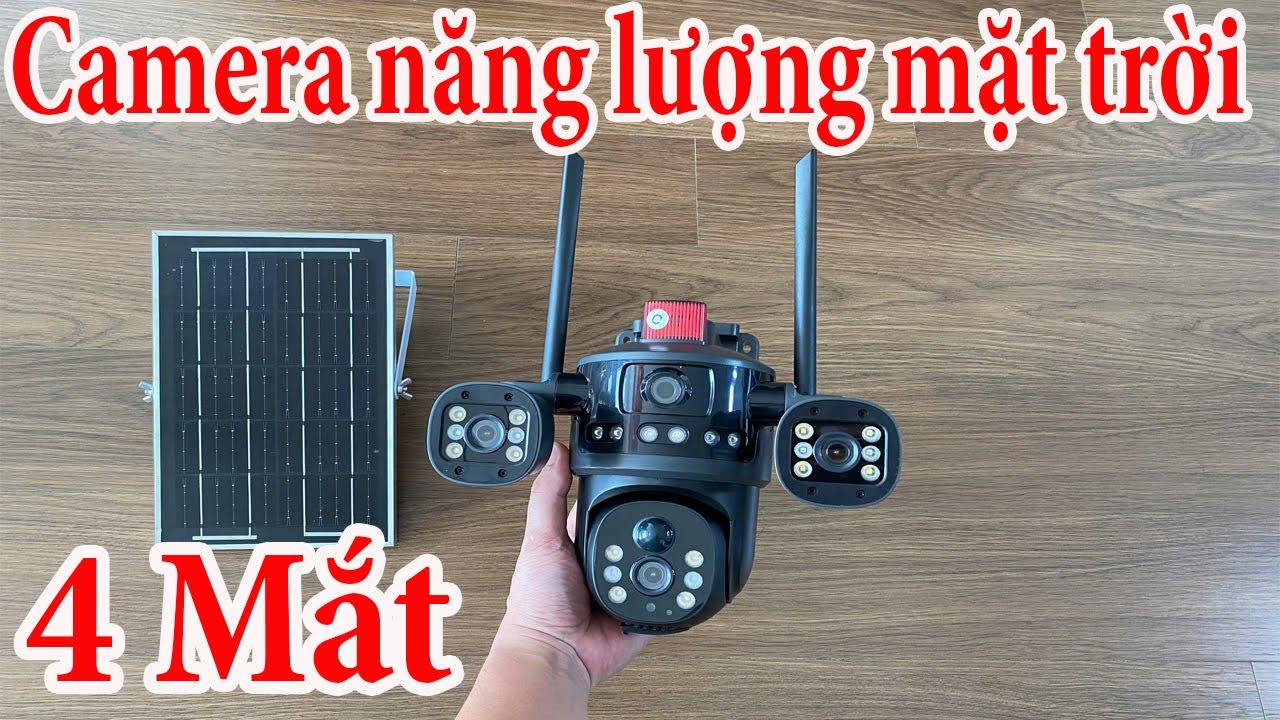 Siêu Camera Năng Lượng Mặt Trời 4 Mắt 360° - Pin 7 Ngày - Quay Đêm Có Màu - Tặng Thẻ 128GB