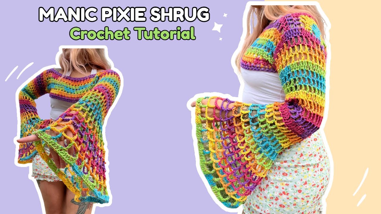 Crochet Bell Sleeve Mesh Shrug Tutorial | The Manic Pixie Bolero Pattern | AstroKnotty