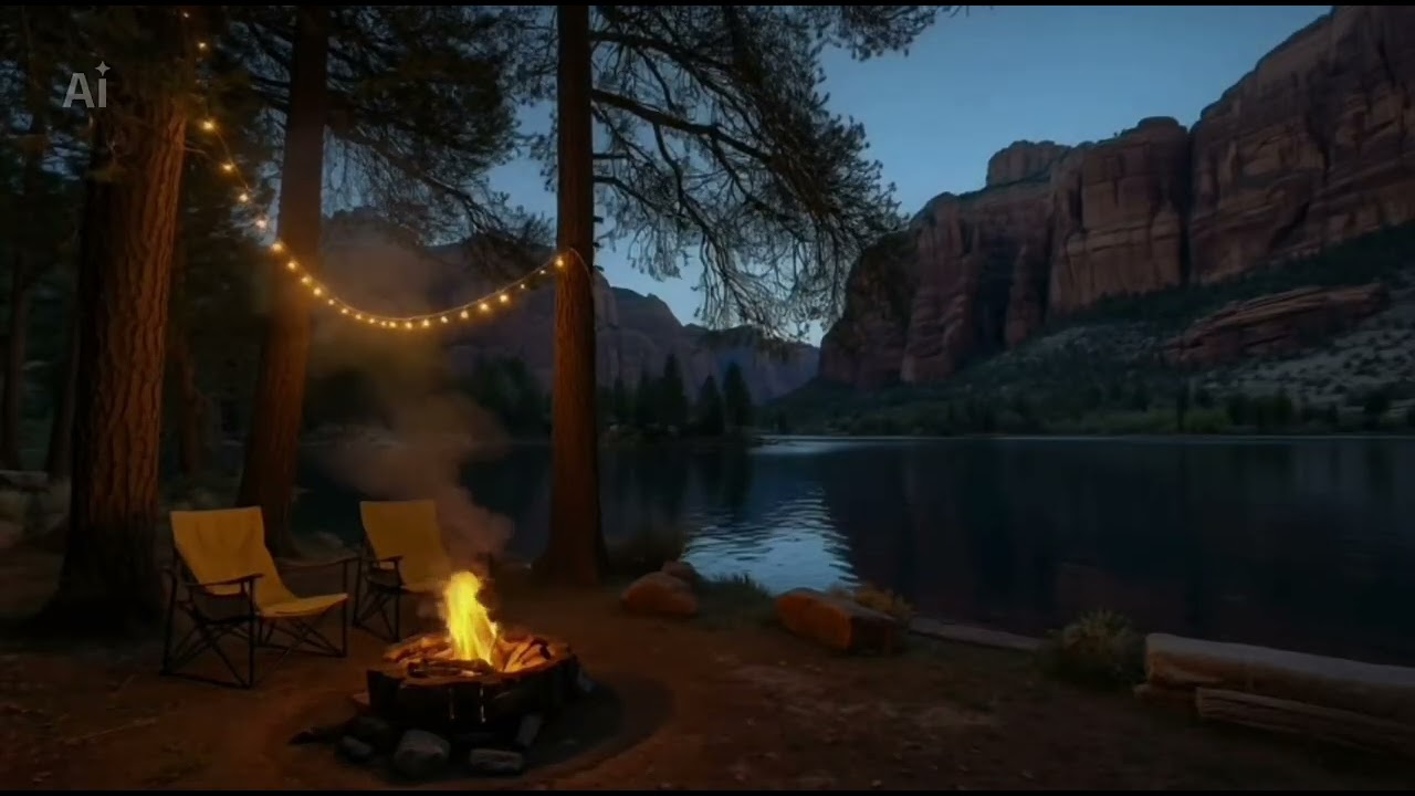 2 Hours of Relaxing Lake & Fire Sounds | #natureambience #naturesounds #sleepsounds #relaxingsounds 
