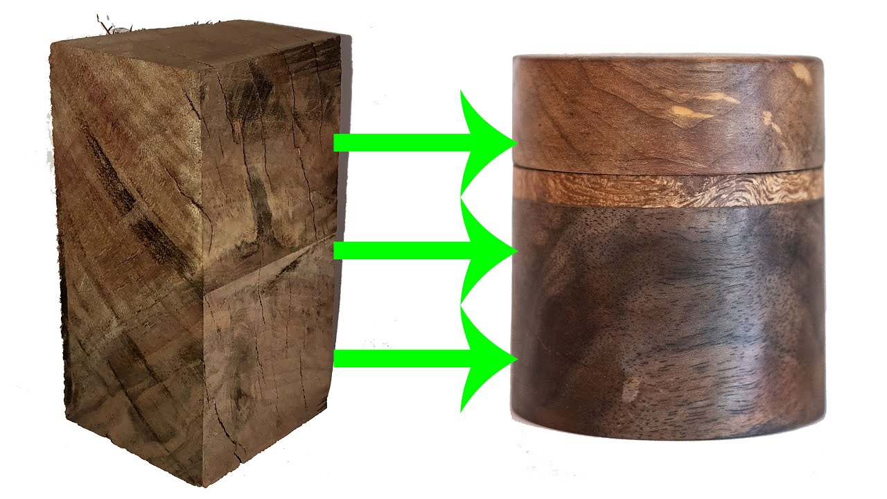 Woodturning a walnut and oak burl box