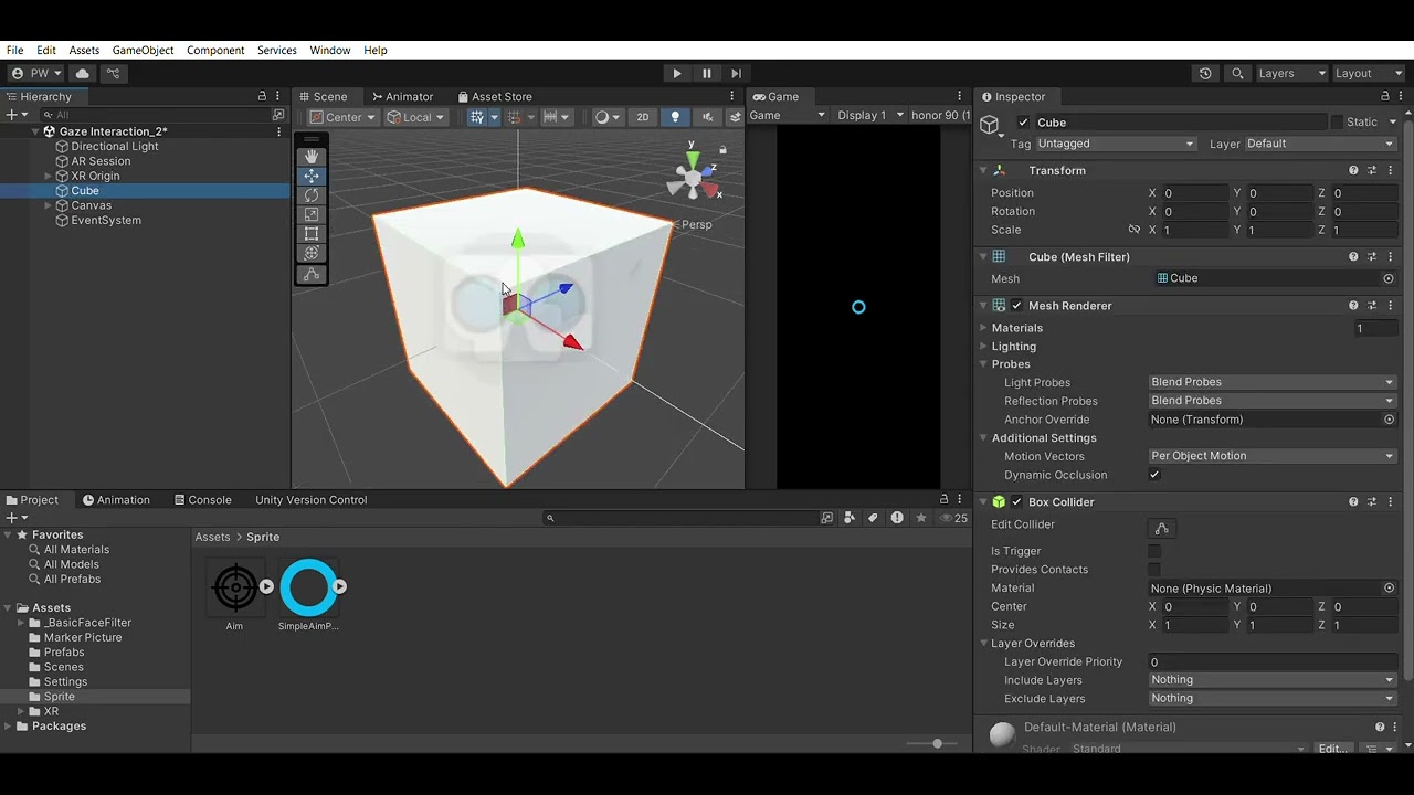 Week 12 AR Gaze Interaction using ARCore and Unity